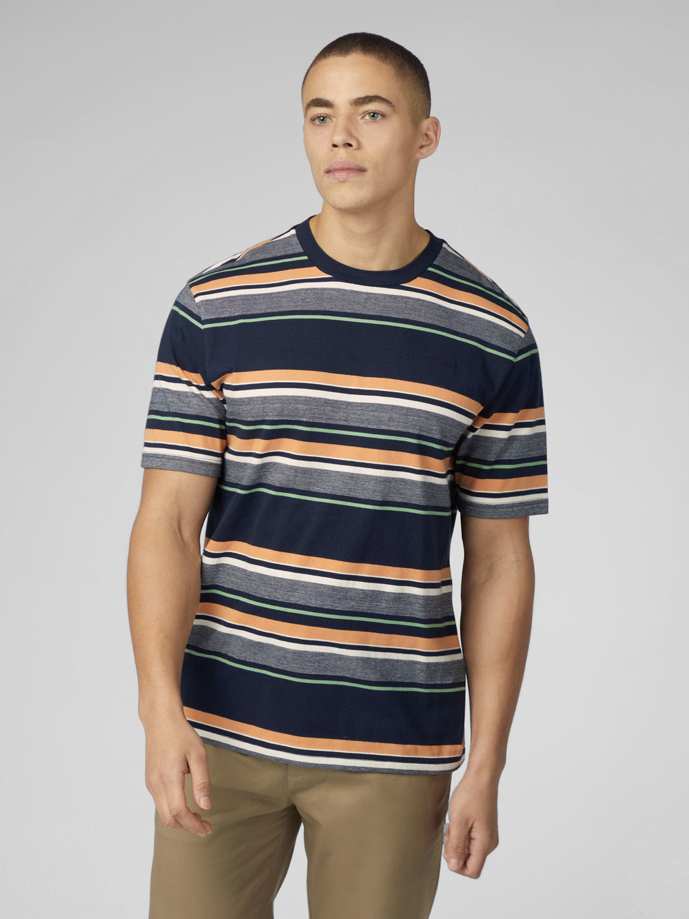 T-Shirt Ben Sherman Signature Engineered Stripe Bleu Marine | FQP-78157233